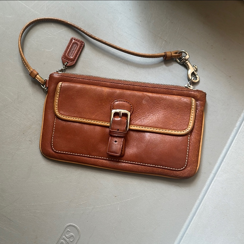 Coach Brown Leather Wristlet
